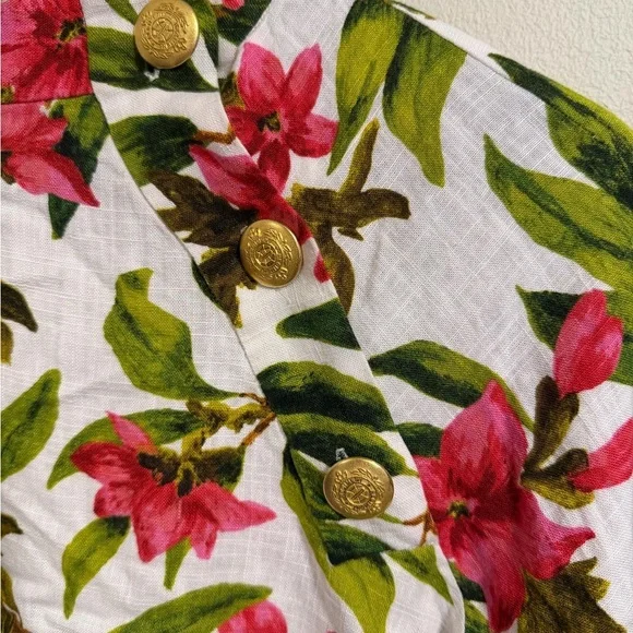 Zara Cottagecore Bold Floral Linen-Blend Button Blouse | Size M - Picture 3 of 6